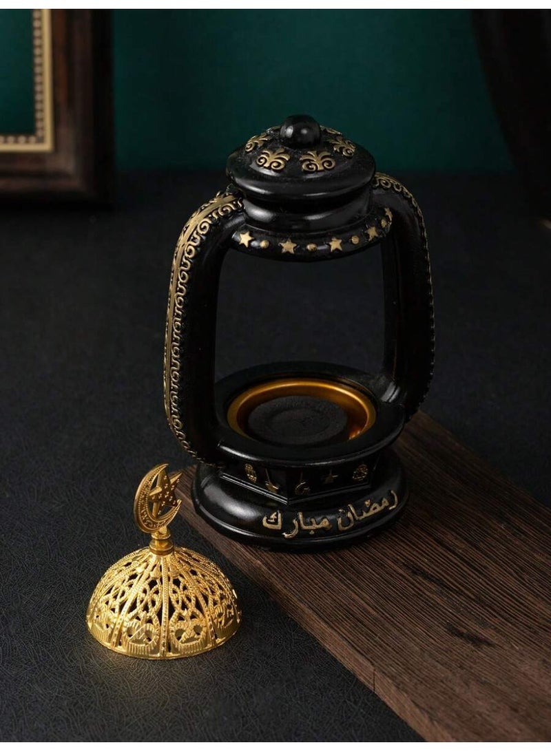 Ramadan Lantern Incense Burner Black with Gold Inner Burner Ramadan Mubarak Decor - Image 2